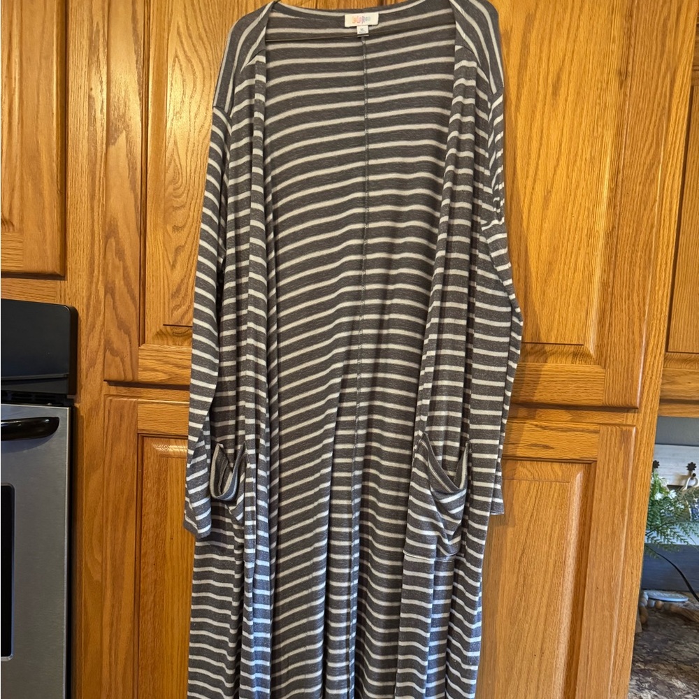 LuLaRoe Gray and White Striped Jacket